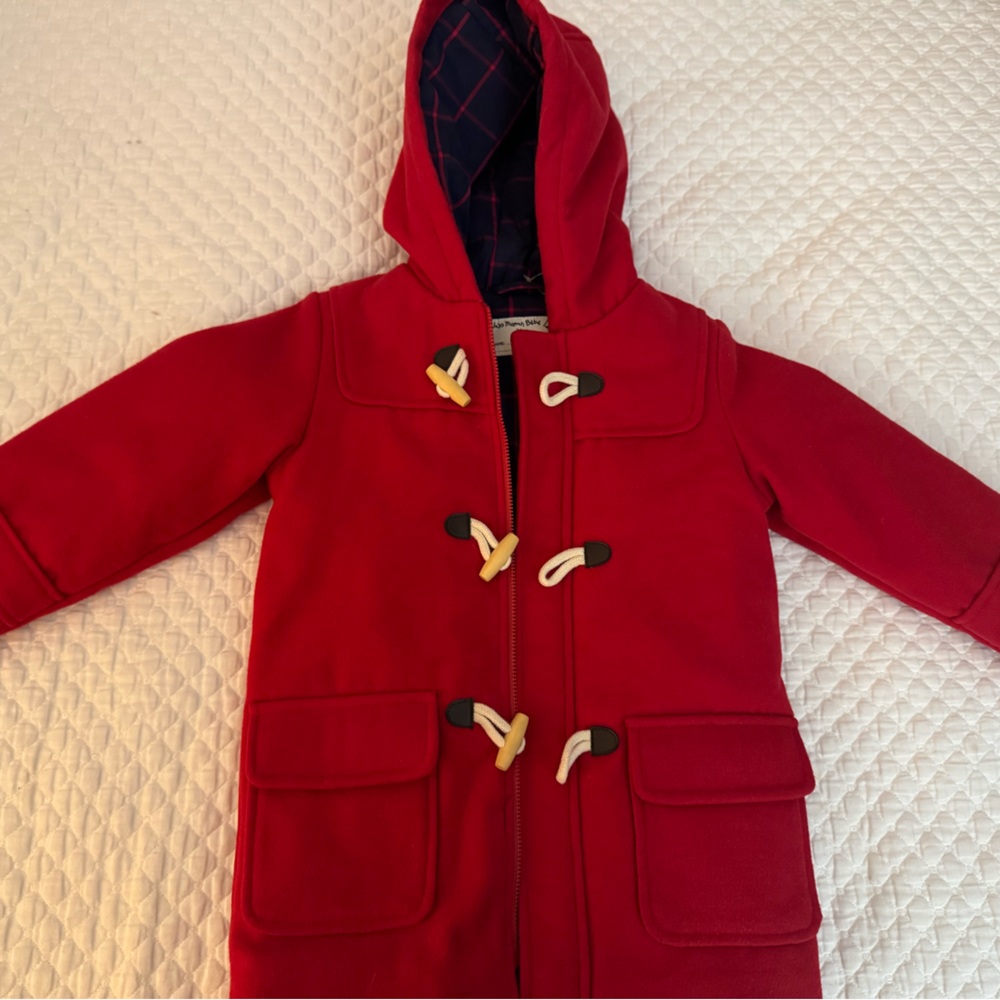 JoJo Maman Bebe Red Kids Toggle Coat